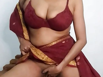 Observe this super-fucking-hot Indian maid get off with Saree sugary-sweet cunny with Giant Bra-stuffers