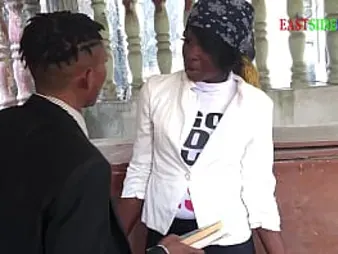 Dark-hued biotch gets boinked rock-hard from behind in public church website