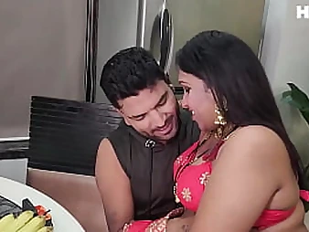 See Kalpesh, Indian MUMMY with hefty hooters, de-robe down to uncover her humid gash and take Devar Ji's hefty dark-hued cock in her