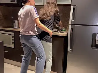 Stepmom can't resist obeying painless hot Colombian wifey gets her tight pussy eaten while washing dishes in the cookhouse