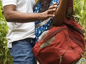 Horn-mad Sinhala College Girl HansiNangiya Gets Their way Tight Pussy Pounded Hard upon Unrestrained Open-air Fucky-fucky