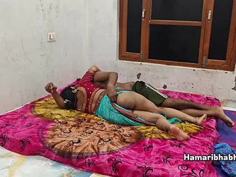 Devi, the stew Indian MUMMY, gets rode by her Desi husband's plenteous Desi fuckpole back a saree
